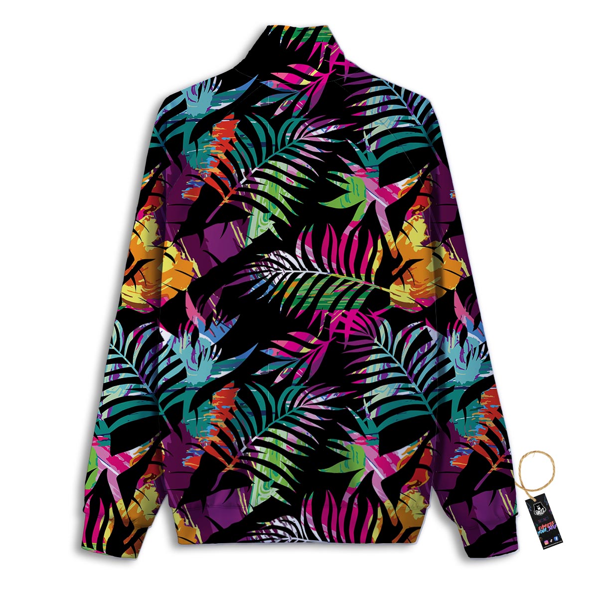 Tree Palm Trippy Print Pattern Track Jacket-grizzshop