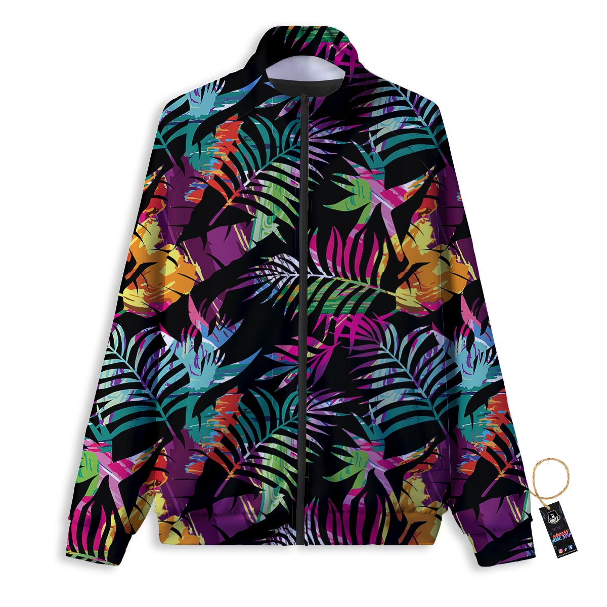 Tree Palm Trippy Print Pattern Track Jacket-grizzshop