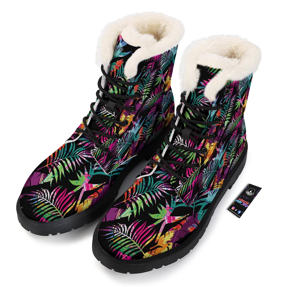 Tree Palm Trippy Print Pattern Winter Boots-grizzshop