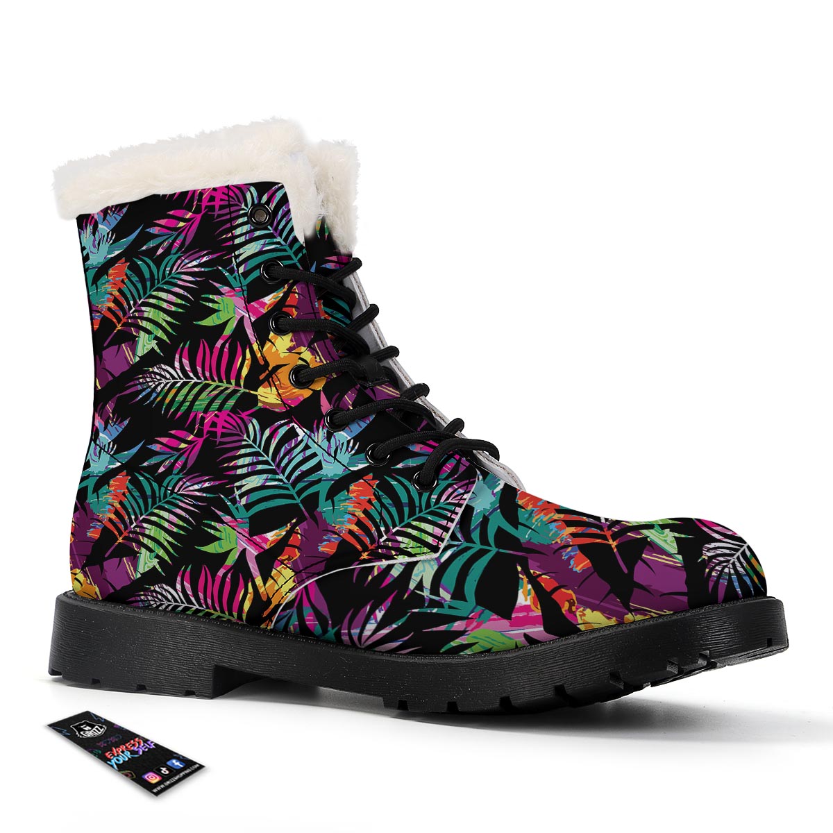 Tree Palm Trippy Print Pattern Winter Boots-grizzshop
