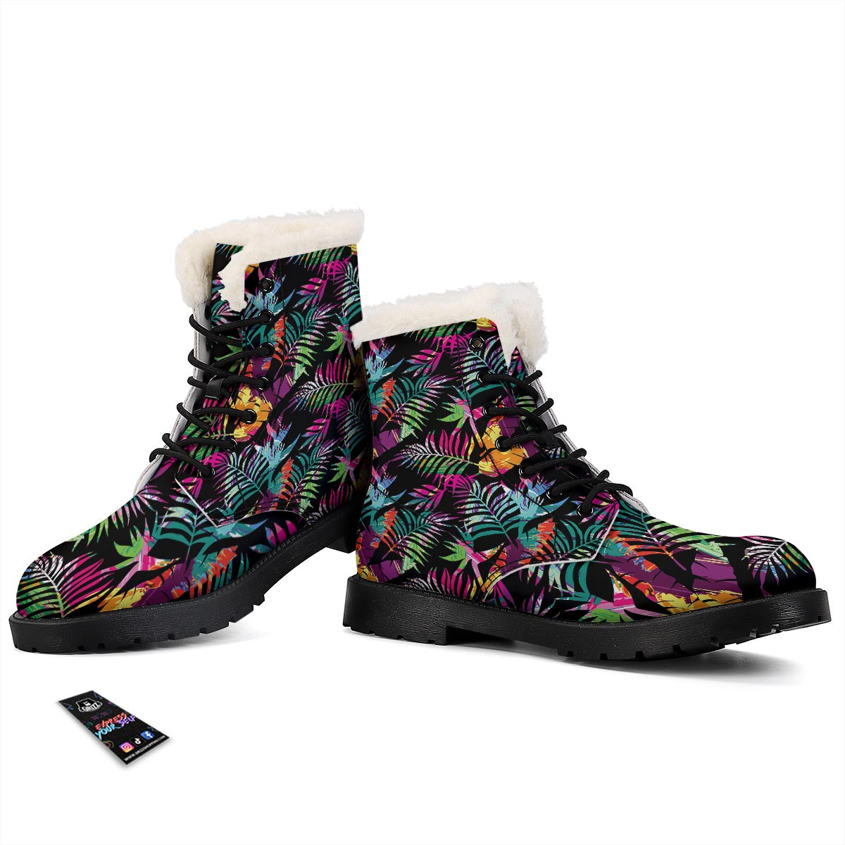 Tree Palm Trippy Print Pattern Winter Boots-grizzshop
