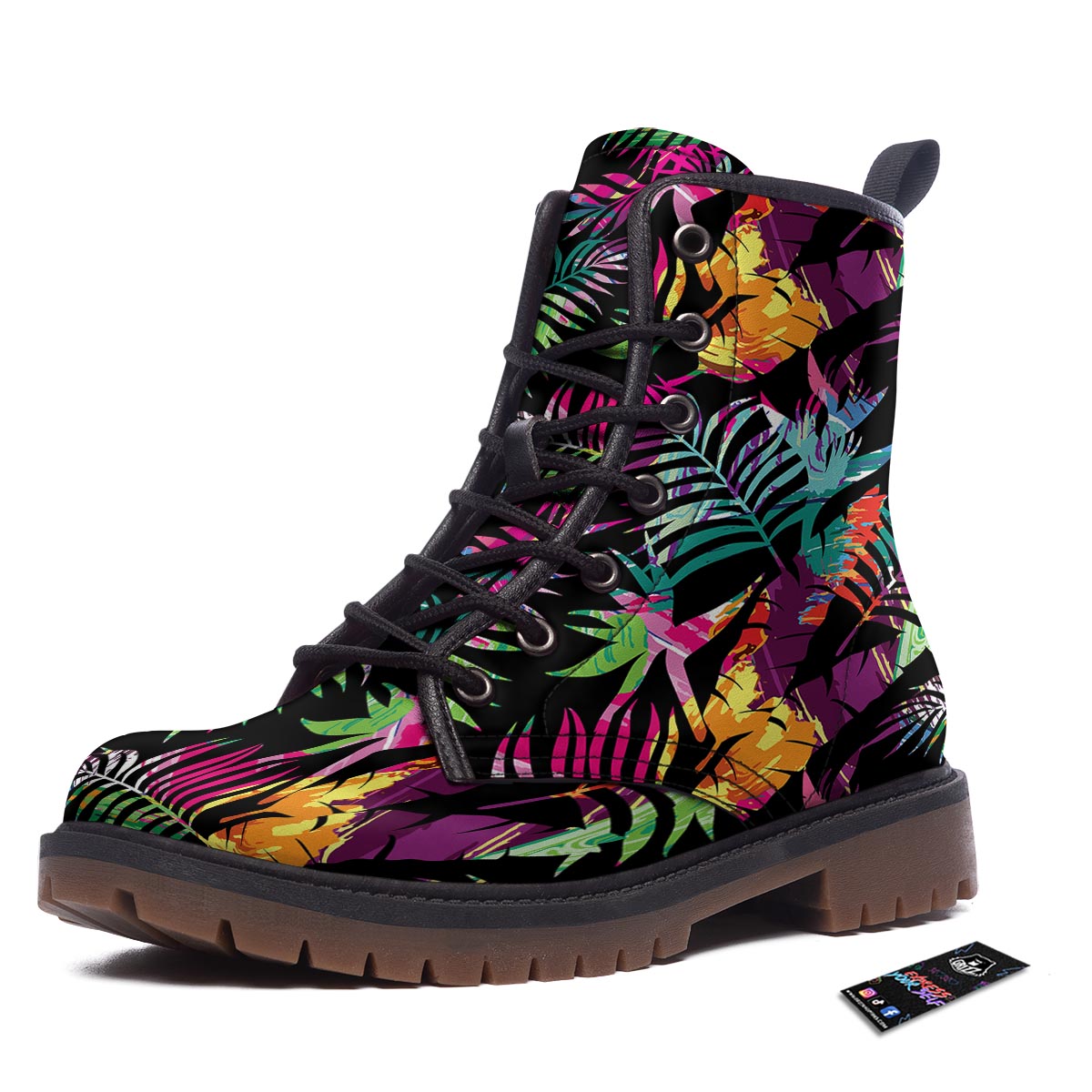Tree Palm Trippy Print Pattern Work Boots-grizzshop