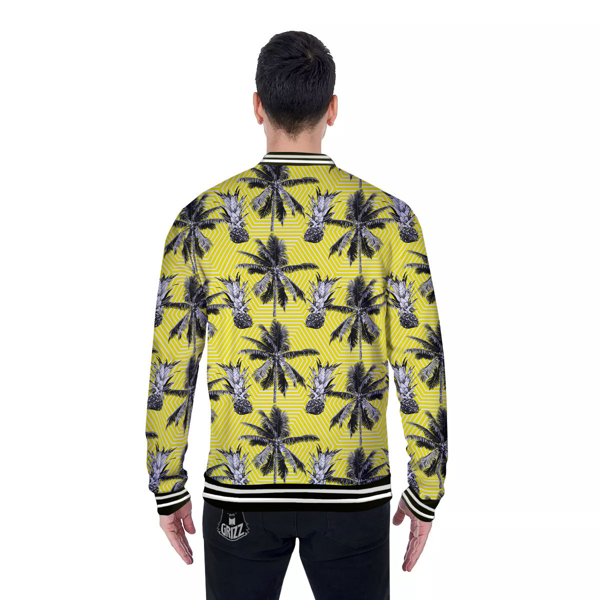 Tree Palm Yellow Print Pattern Baseball Jacket-grizzshop