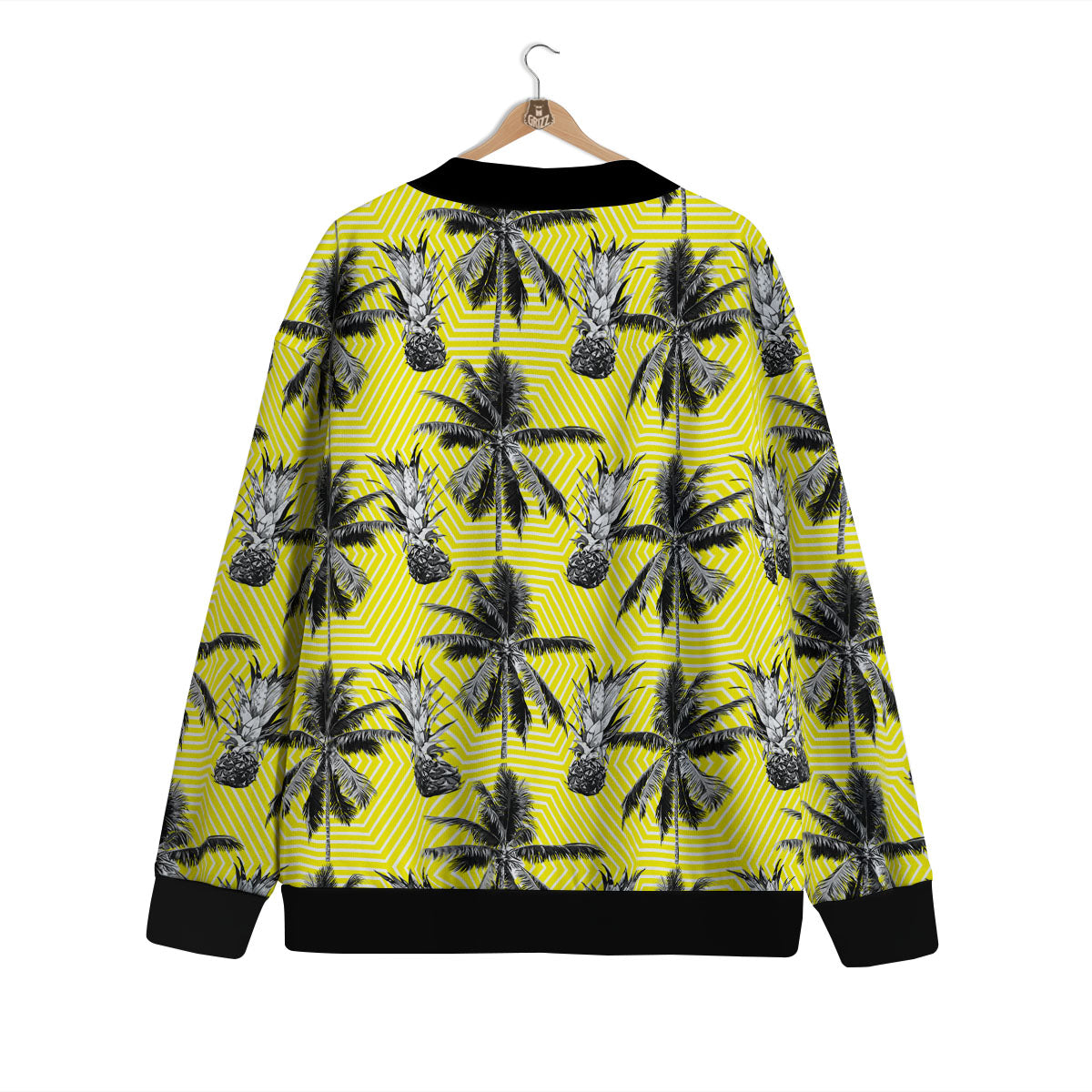 Tree Palm Yellow Print Pattern Cardigan-grizzshop