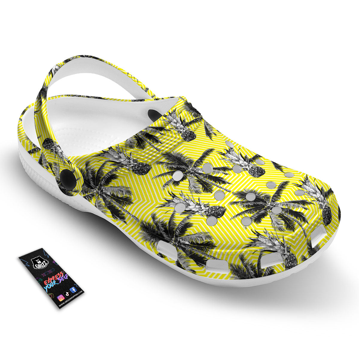 Tree Palm Yellow Print Pattern Clog-grizzshop