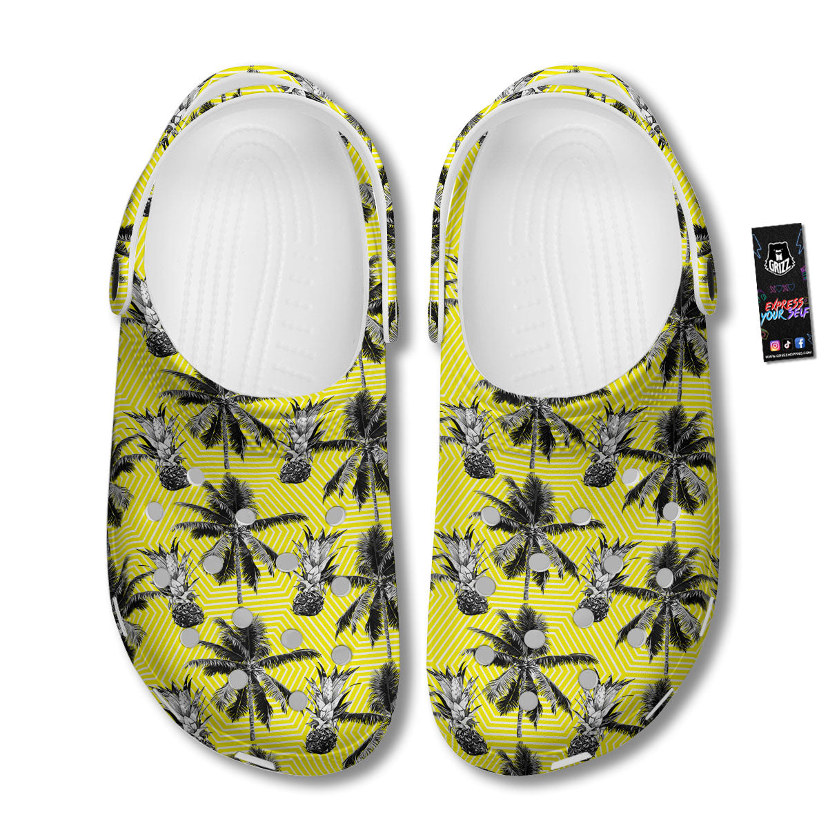 Tree Palm Yellow Print Pattern Clog-grizzshop