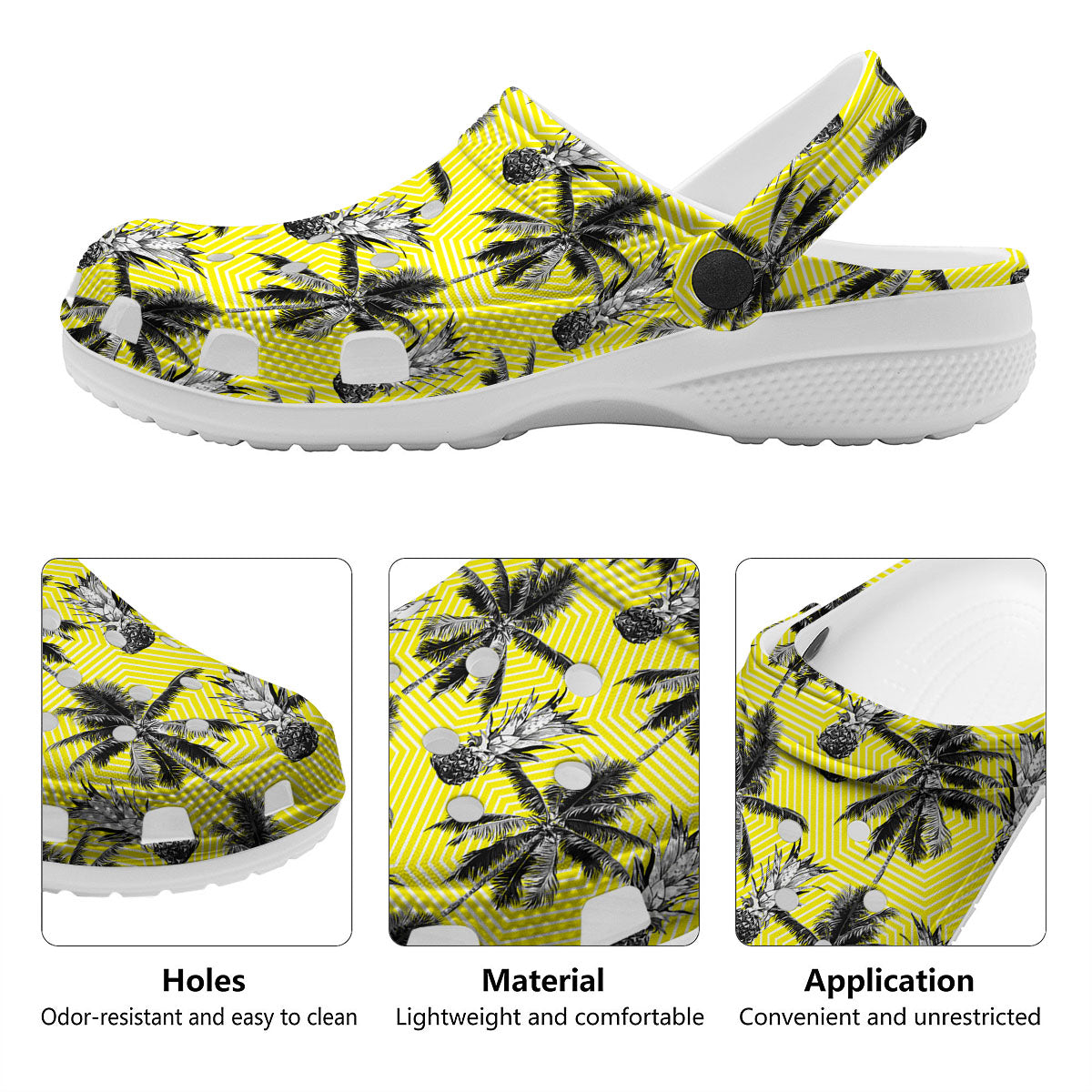 Tree Palm Yellow Print Pattern Clog-grizzshop