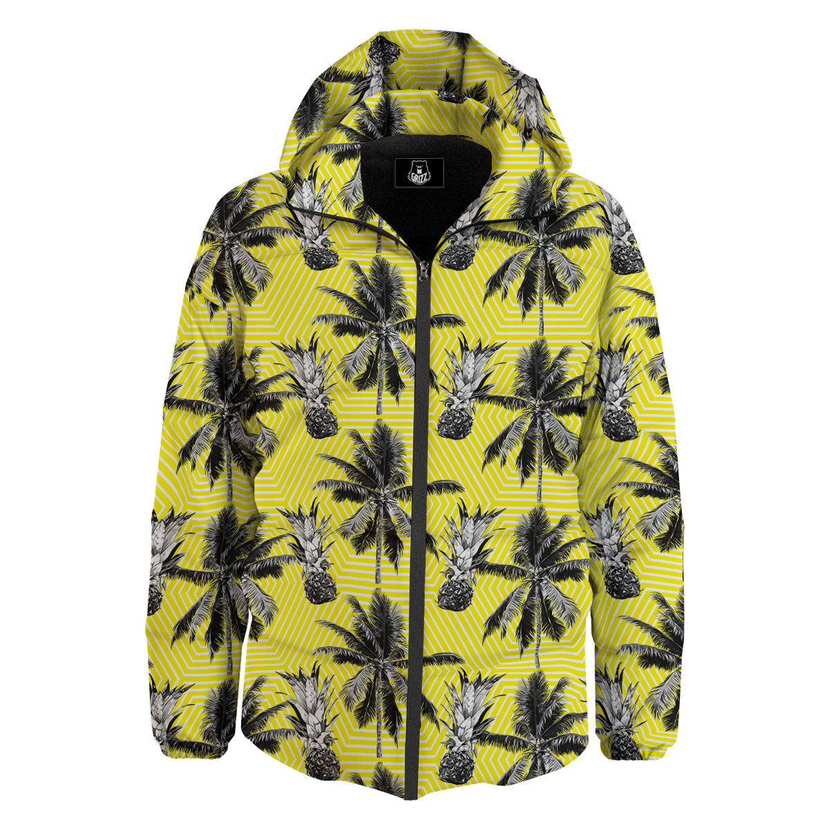 Tree Palm Yellow Print Pattern Down Jacket-grizzshop