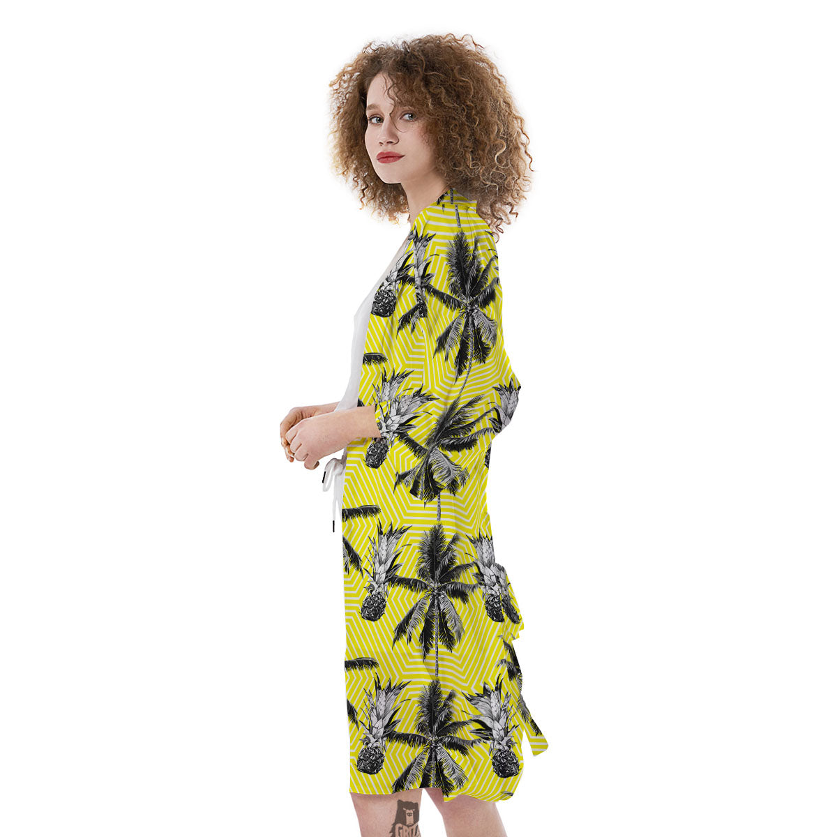 Tree Palm Yellow Print Pattern Kimono-grizzshop