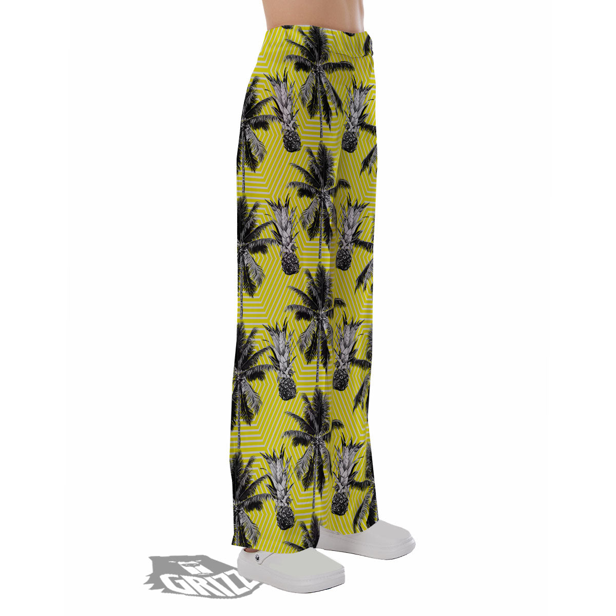 Tree Palm Yellow Print Pattern Pajama Pants-grizzshop