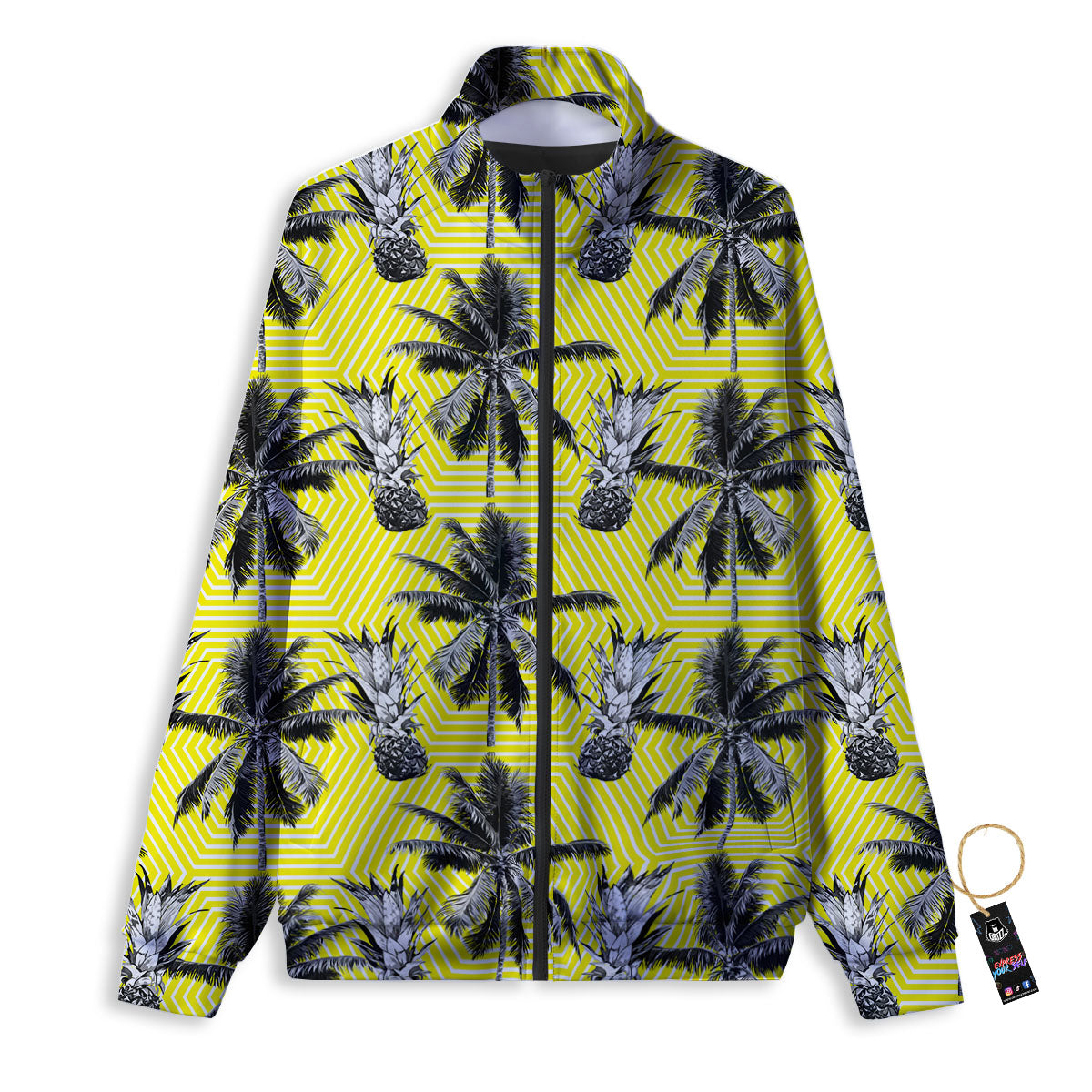 Tree Palm Yellow Print Pattern Track Jacket-grizzshop