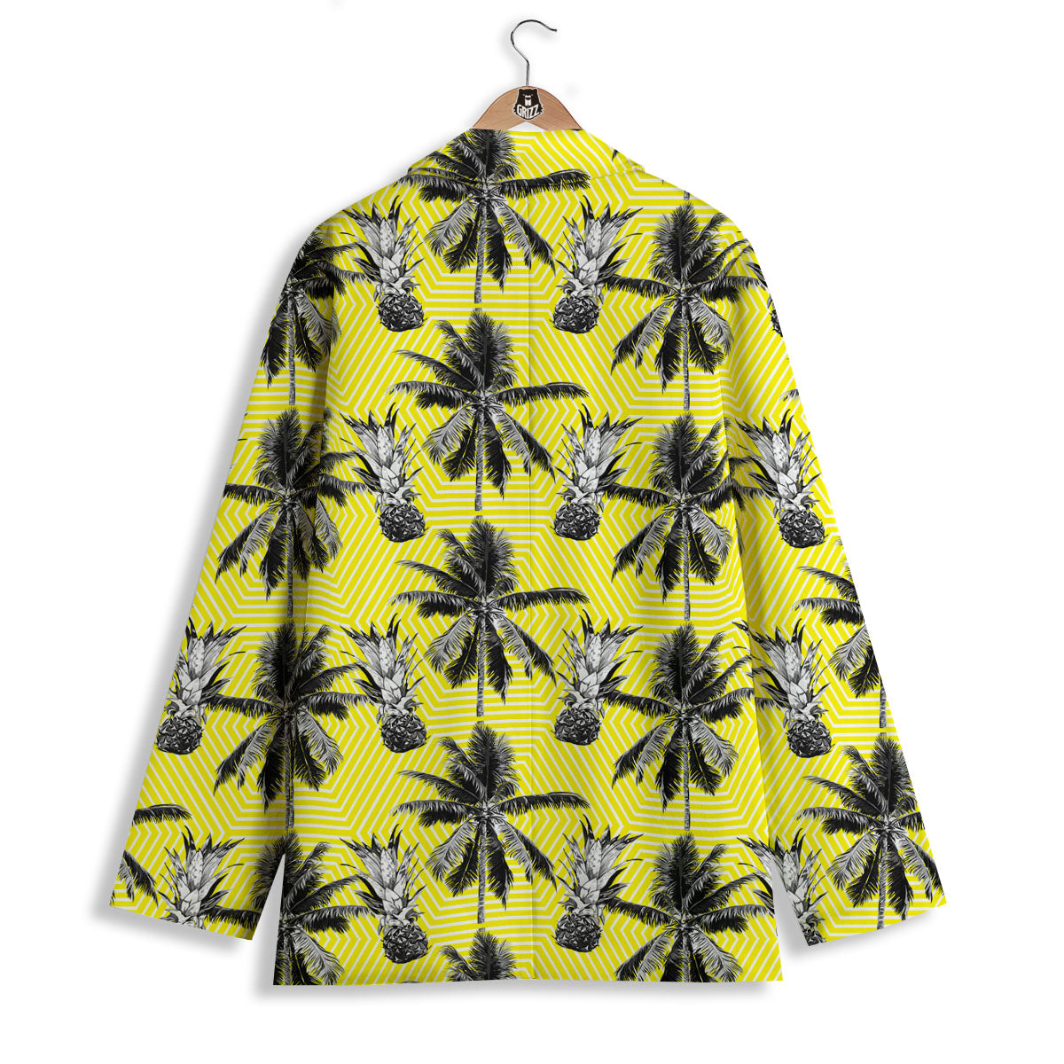 Tree Palm Yellow Print Pattern Women's Blazer-grizzshop
