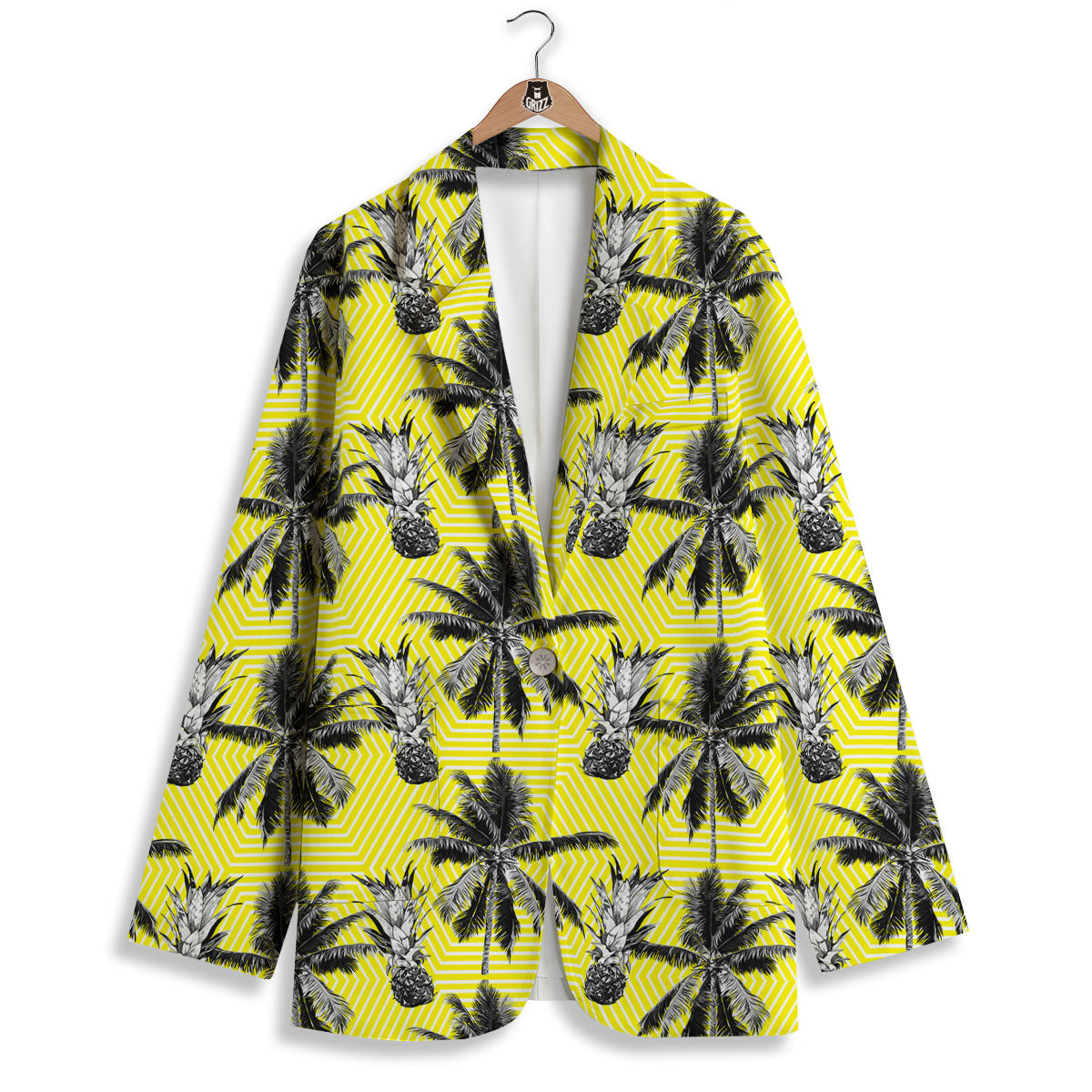 Tree Palm Yellow Print Pattern Women's Blazer-grizzshop