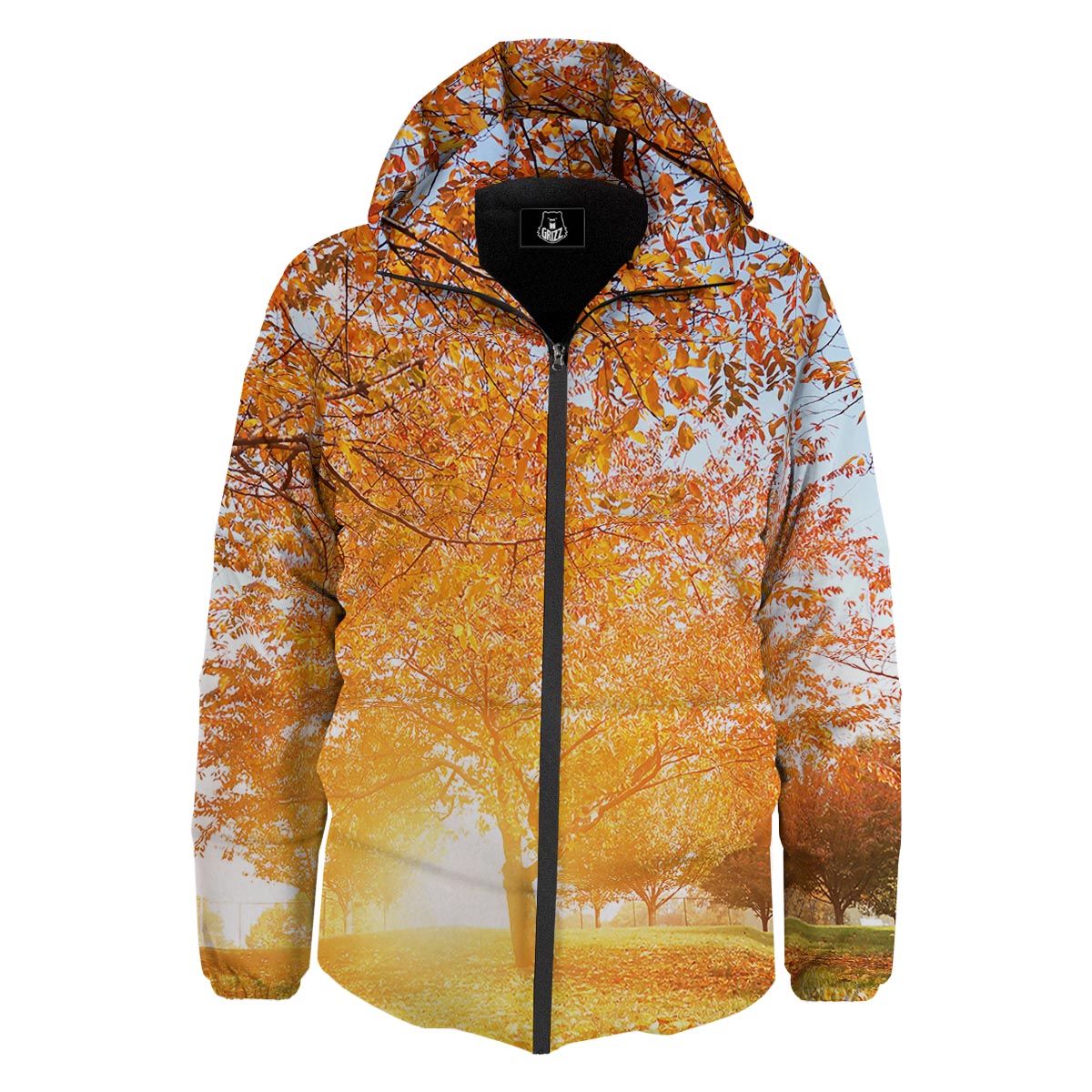 Tree Sunshine Autumn Print Down Jacket-grizzshop