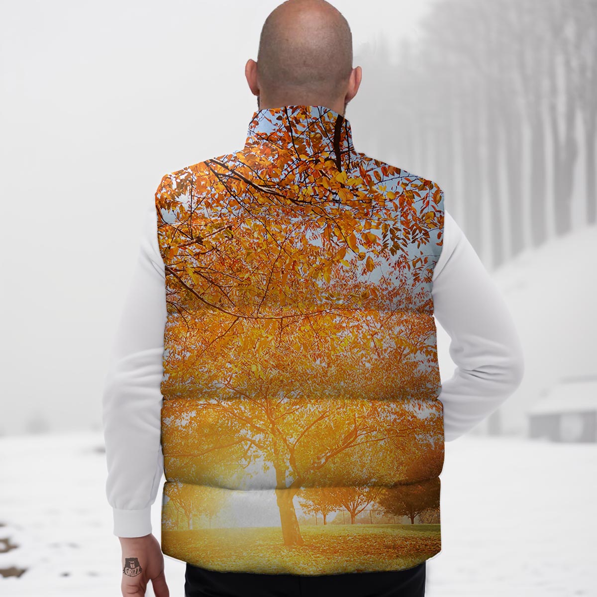 Tree Sunshine Autumn Print Down Vest