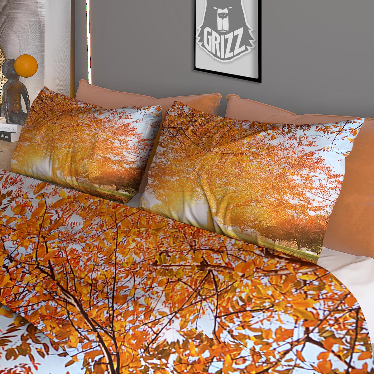 Tree Sunshine Autumn Print Duvet Cover Bedding Set