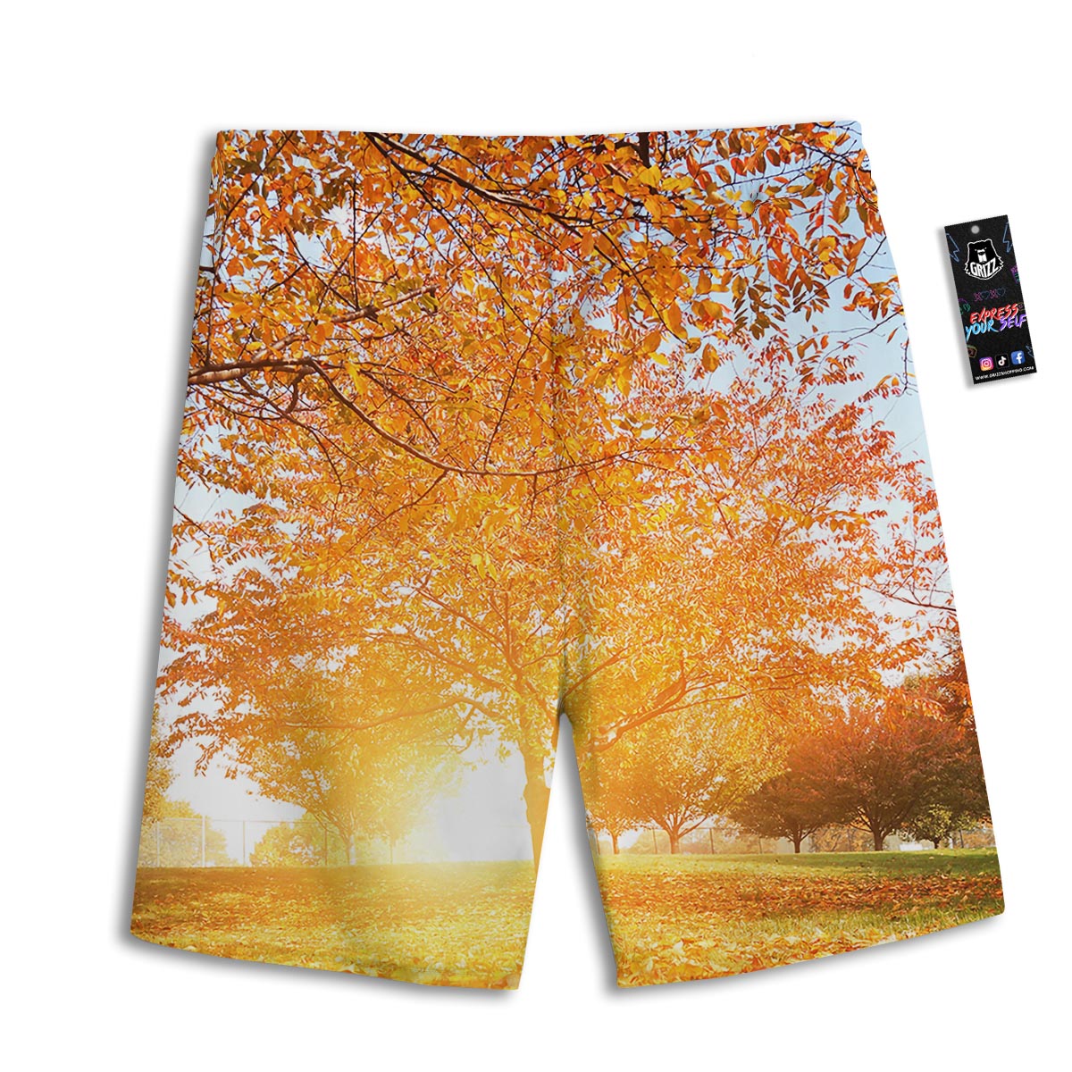 Tree Sunshine Autumn Print Men's Athletic Shorts