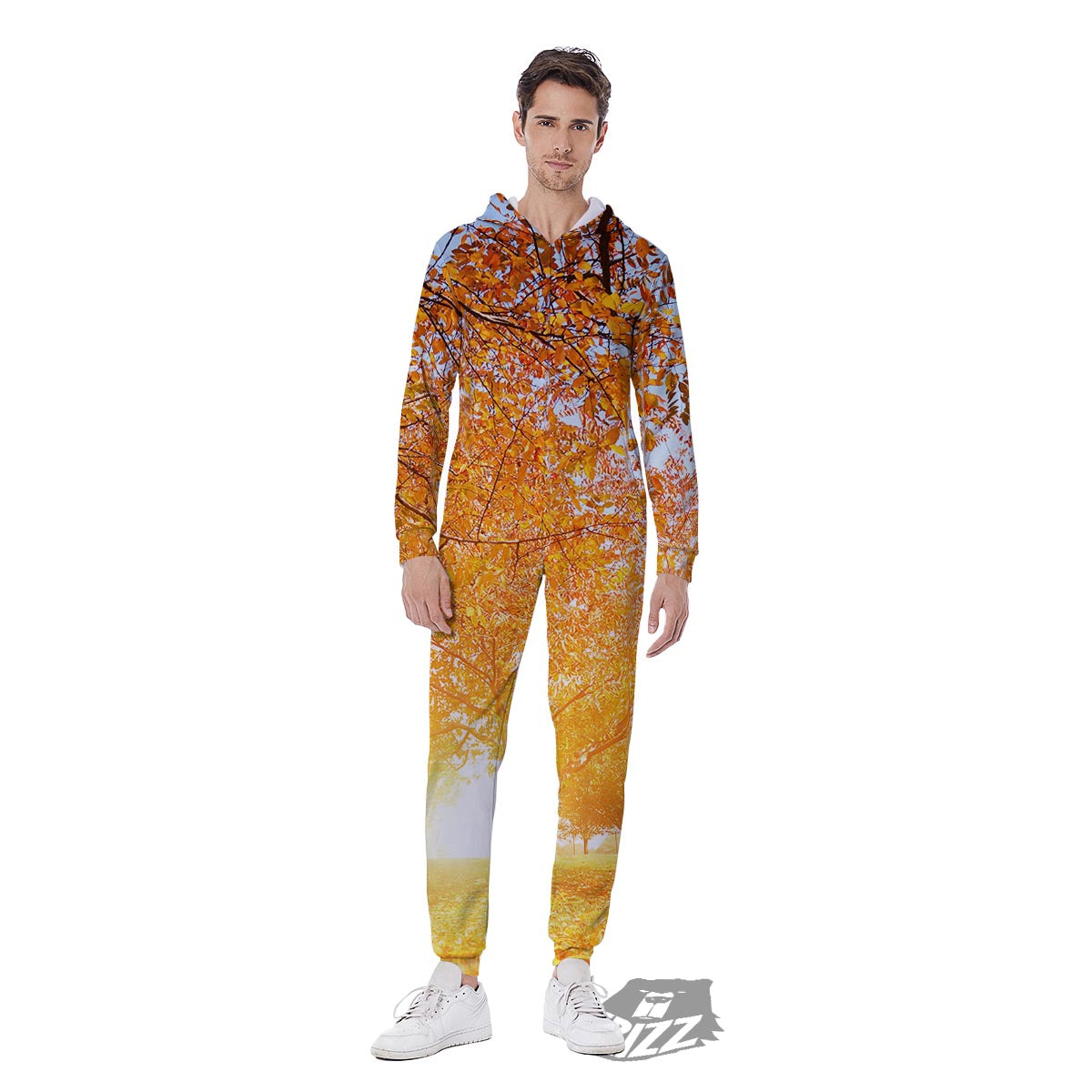 Tree Sunshine Autumn Print Men's Jumpsuit-grizzshop