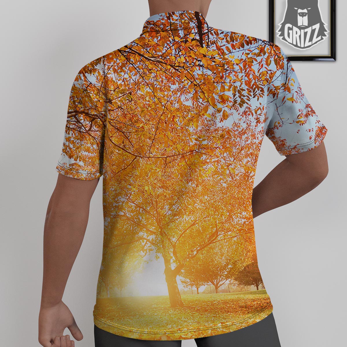 Tree Sunshine Autumn Print Untucked Shirts-grizzshop