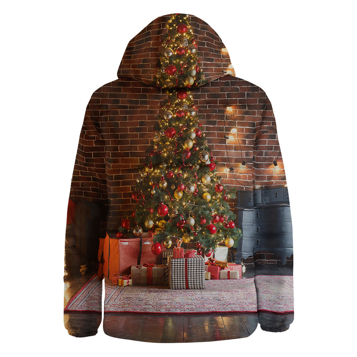 Tree Xmas Print Down Jacket-grizzshop