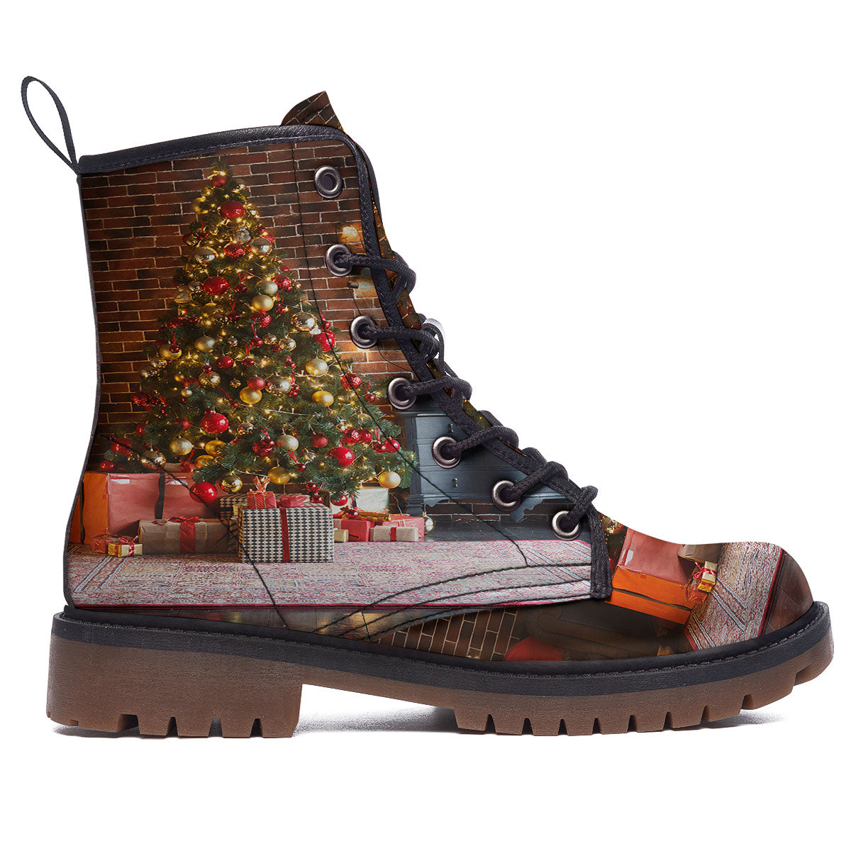 Tree Xmas Print Work Boots-grizzshop