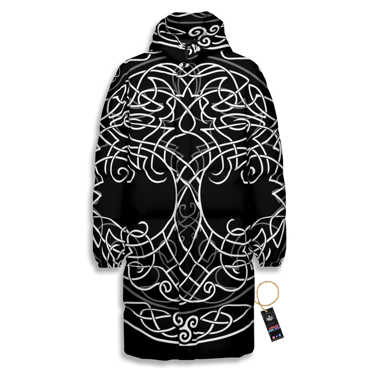 Tree Of Life Celtic Knot Print Long Down Jacket