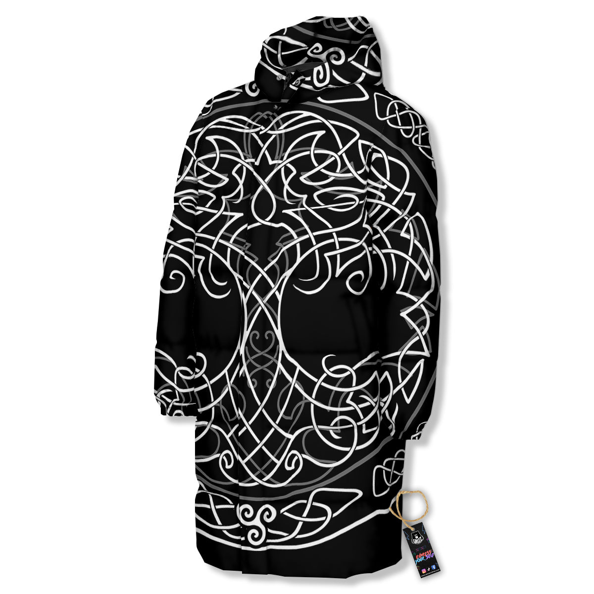 Tree Of Life Celtic Knot Print Long Down Jacket