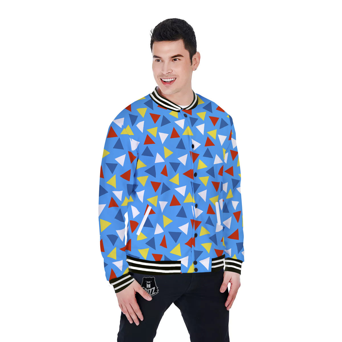 Triangle Autism Awareness Color Print Pattern Baseball Jacket-grizzshop