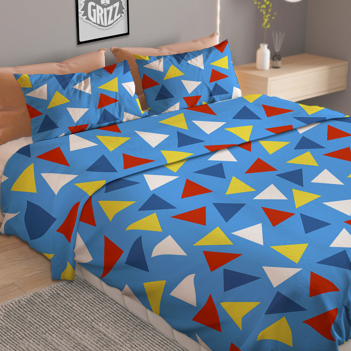 Triangle Autism Awareness Color Print Pattern Duvet Cover Bedding Set