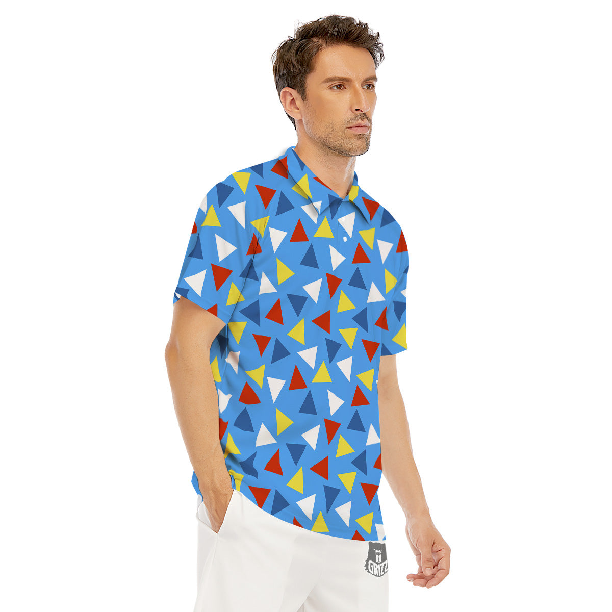 Triangle Autism Awareness Color Print Pattern Men's Golf Shirts-grizzshop