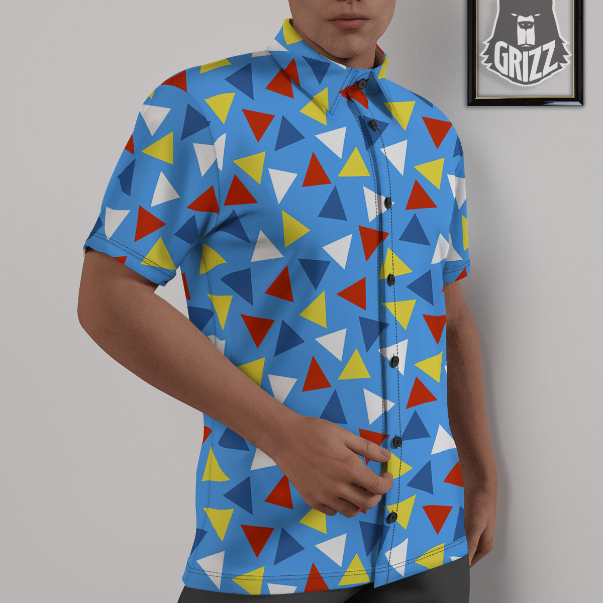 Triangle Autism Awareness Color Print Pattern Untucked Shirts-grizzshop