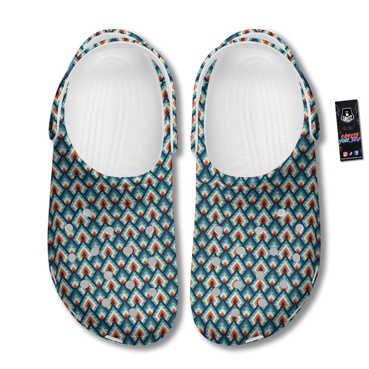 Triangle Blue Geometric Print Pattern Clog-grizzshop