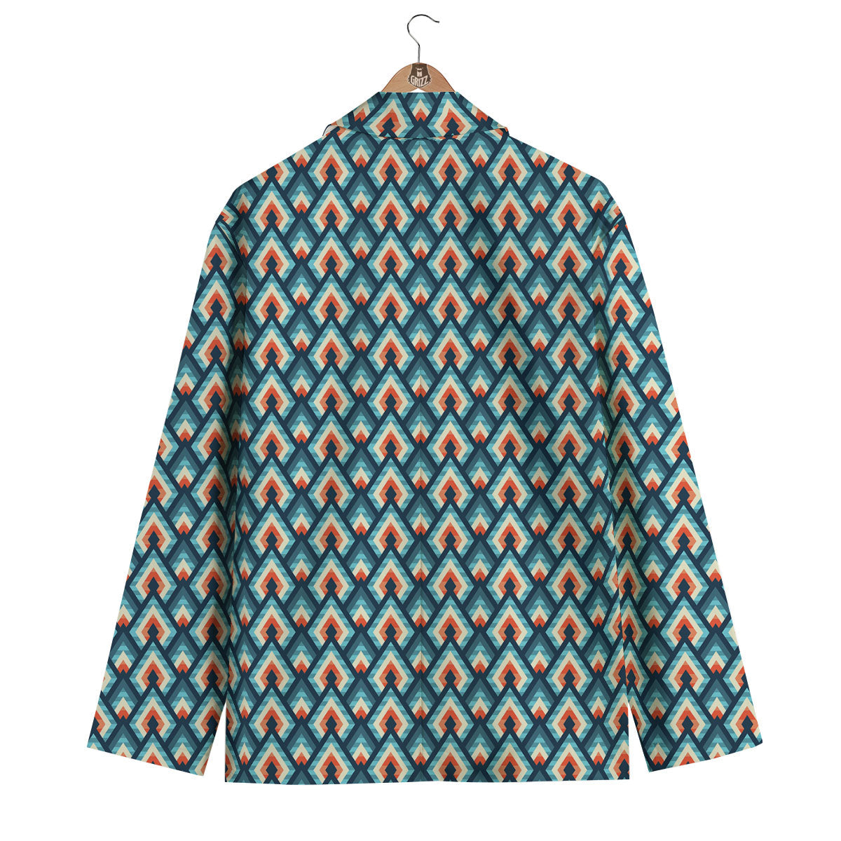 Triangle Blue Geometric Print Pattern Men's Blazer-grizzshop