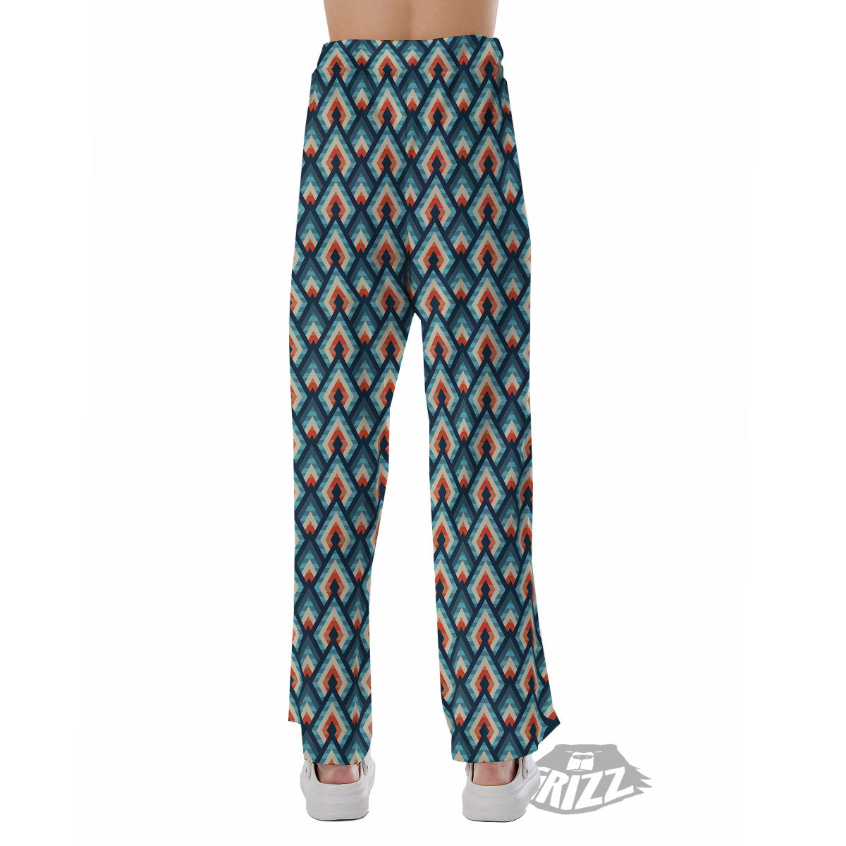 Triangle Blue Geometric Print Pattern Pajama Pants-grizzshop