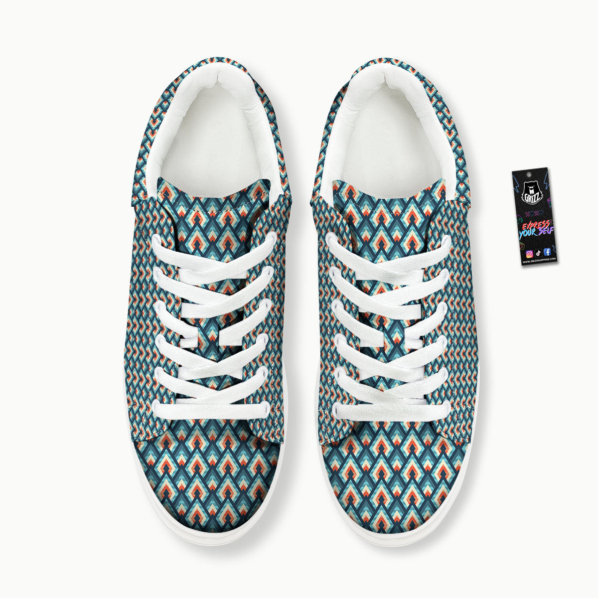 Triangle Blue Geometric Print Pattern Platform Shoes-grizzshop