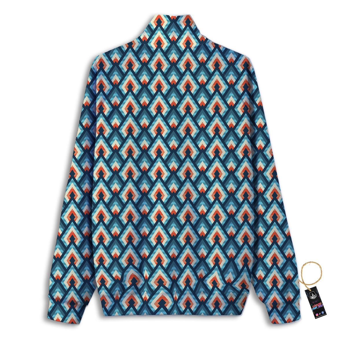 Triangle Blue Geometric Print Pattern Track Jacket-grizzshop
