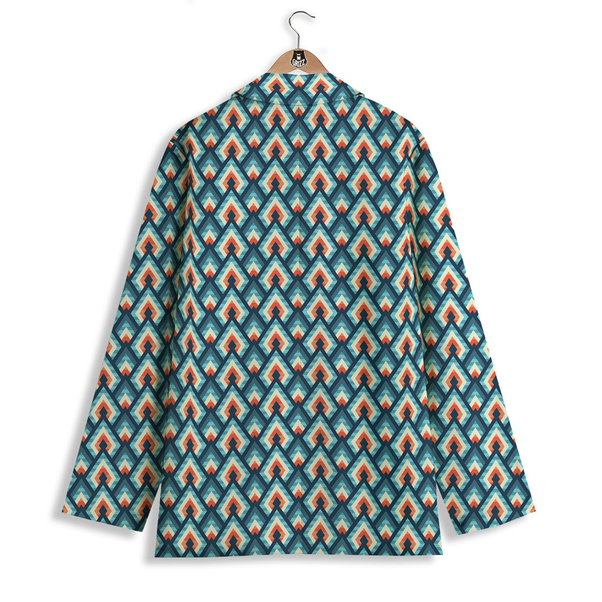 Triangle Blue Geometric Print Pattern Women's Blazer-grizzshop