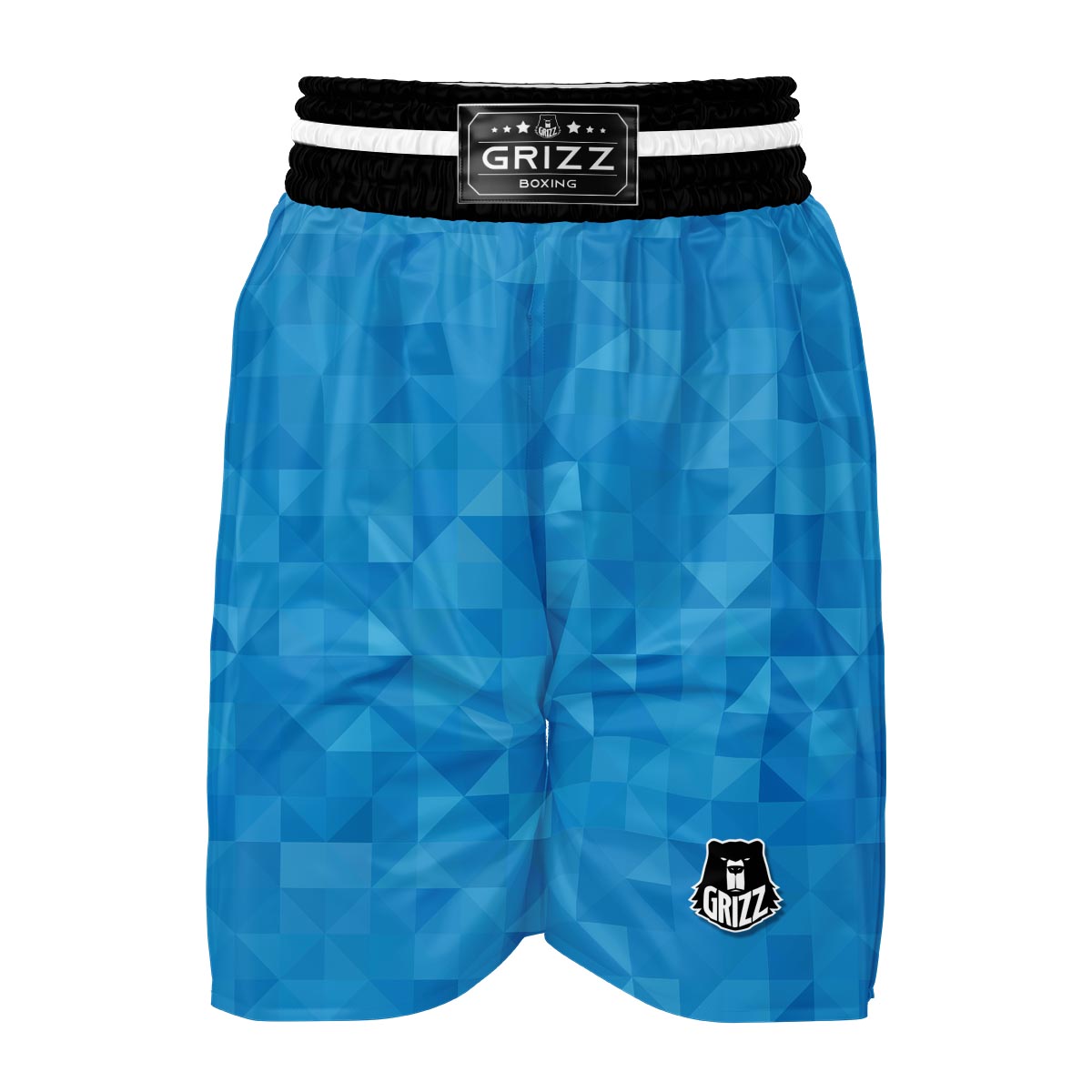 Triangle Blue Pattern Print Boxing Shorts-grizzshop