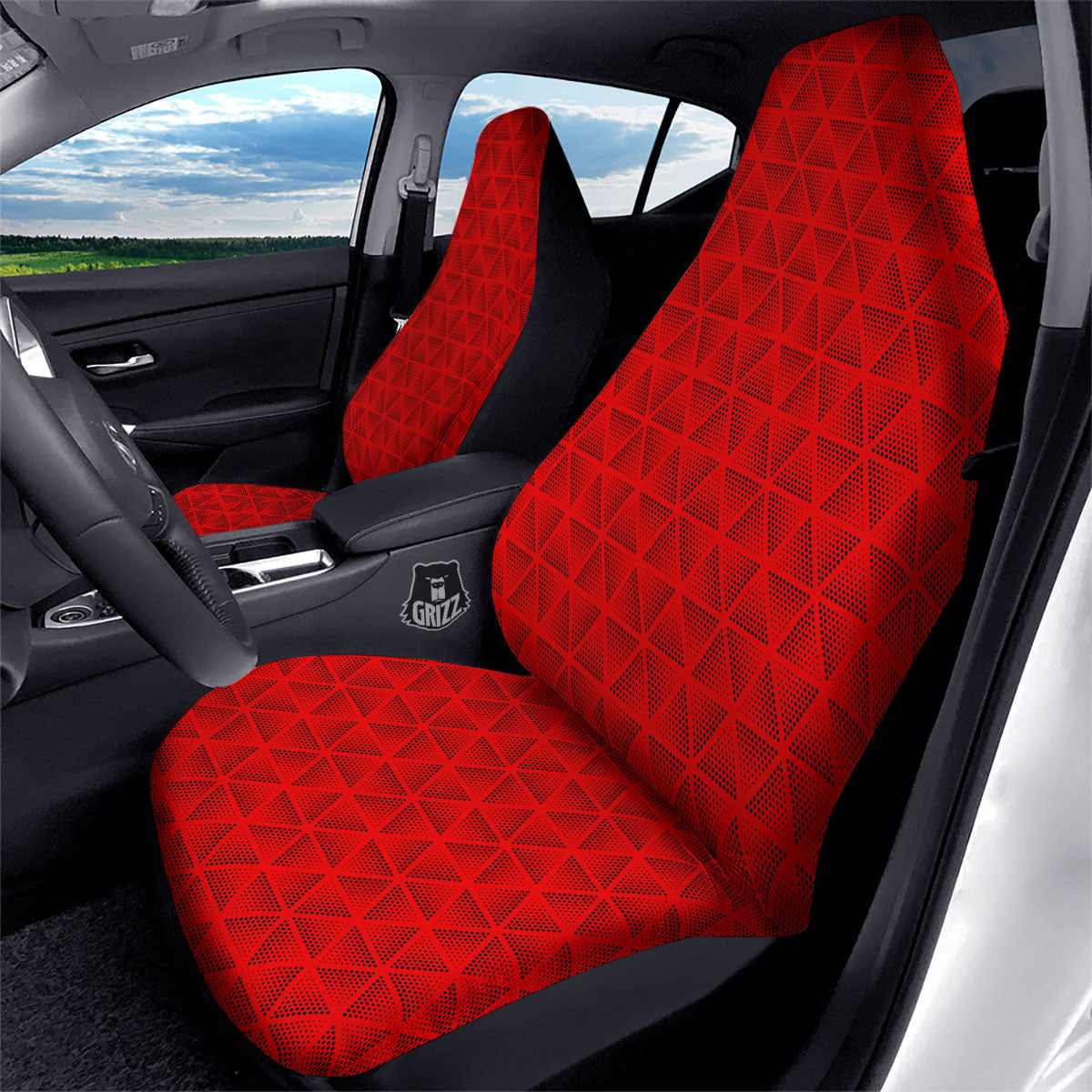 Triangle Dot Geometric Print Pattern Car Seat Covers-grizzshop
