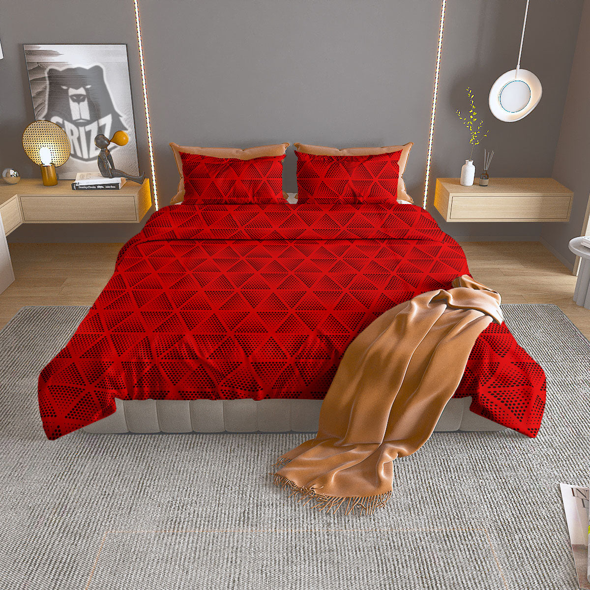 Triangle Dot Geometric Print Pattern Duvet Cover Bedding Set-grizzshop