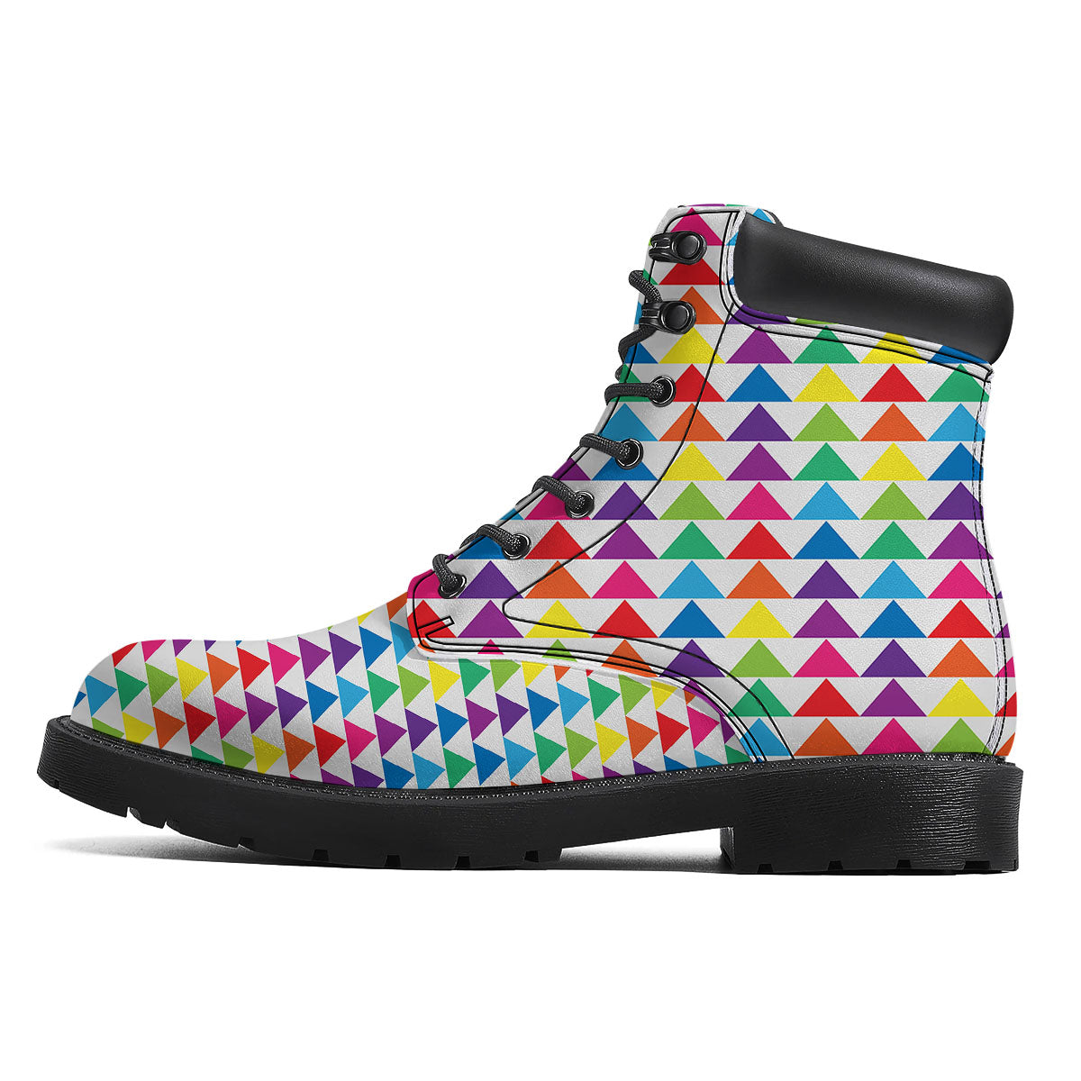 Triangles Rainbow Print Pattern Boots-grizzshop