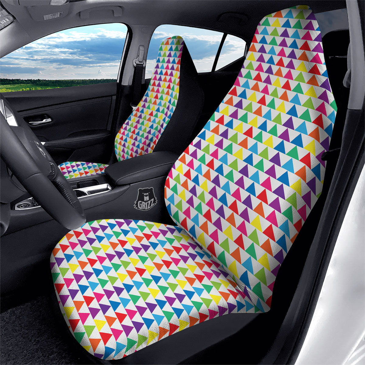Triangles Rainbow Print Pattern Car Seat Covers-grizzshop