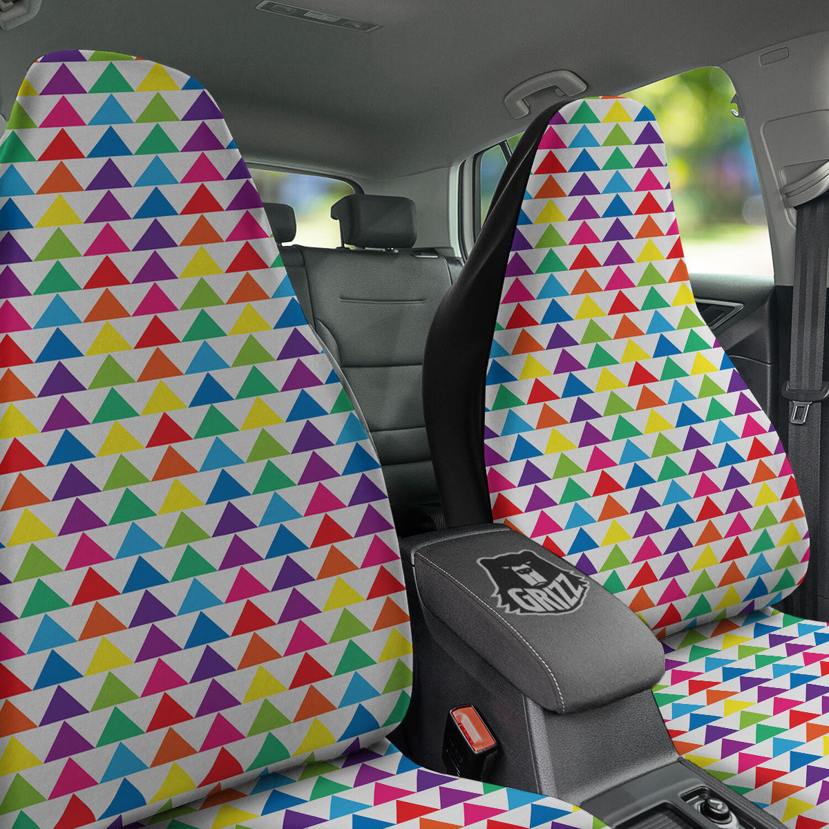 Triangles Rainbow Print Pattern Car Seat Covers-grizzshop