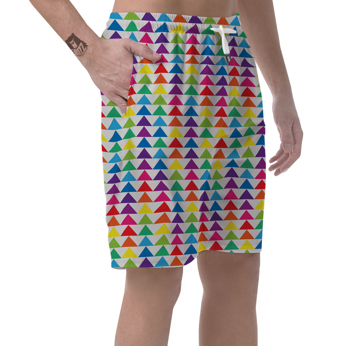 Triangles Rainbow Print Pattern Men's Shorts-grizzshop