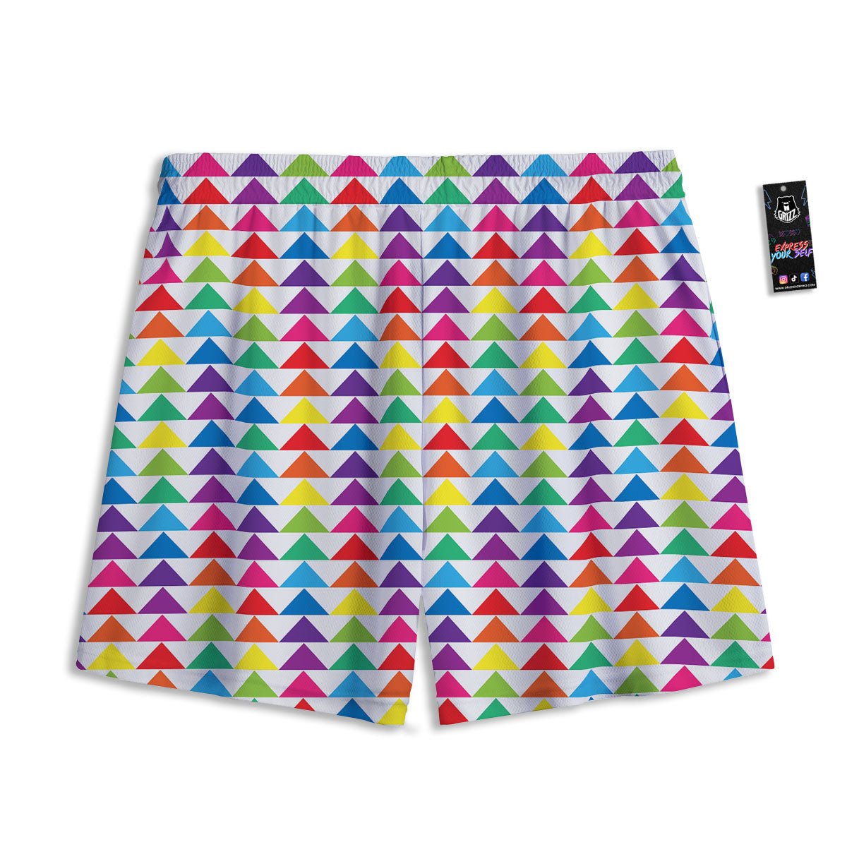 Triangles Rainbow Print Pattern Mesh Shorts
