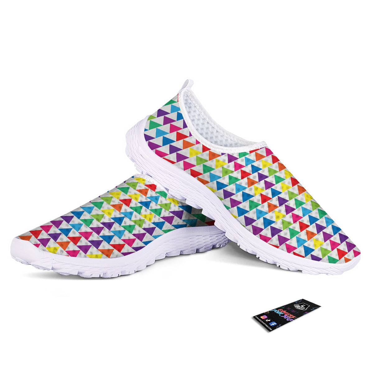 Triangles Rainbow Print Pattern Nurse Shoes-grizzshop