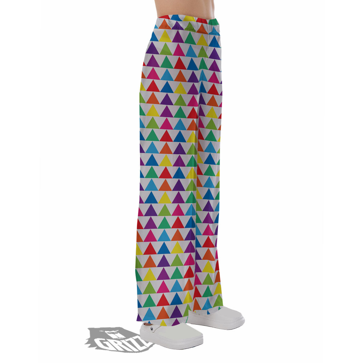 Triangles Rainbow Print Pattern Pajama Pants-grizzshop