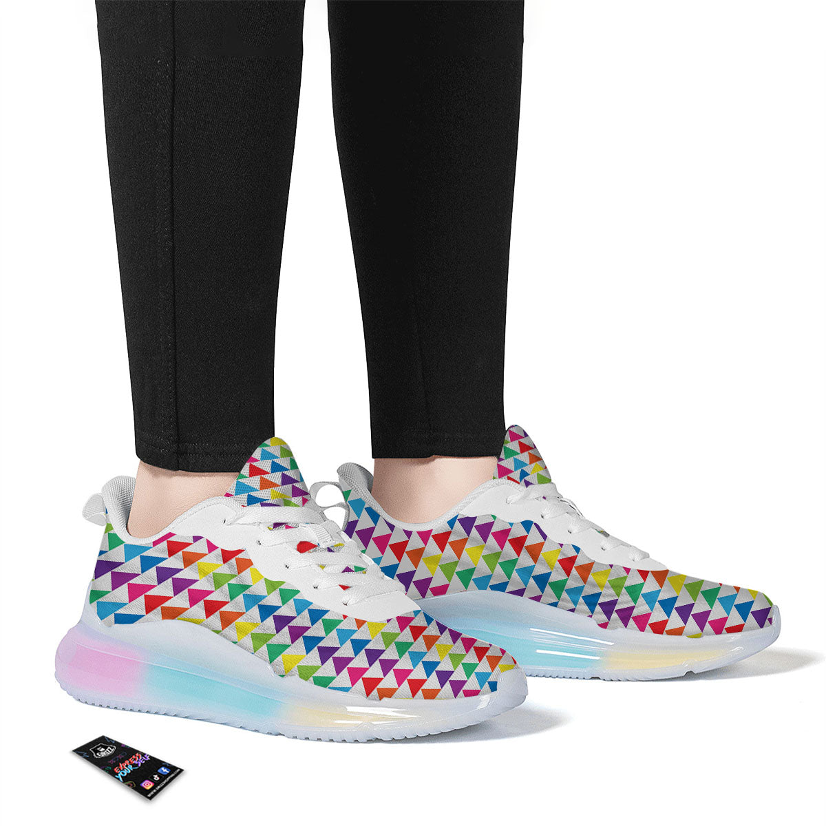 Triangles Rainbow Print Pattern Running Sneakers-grizzshop
