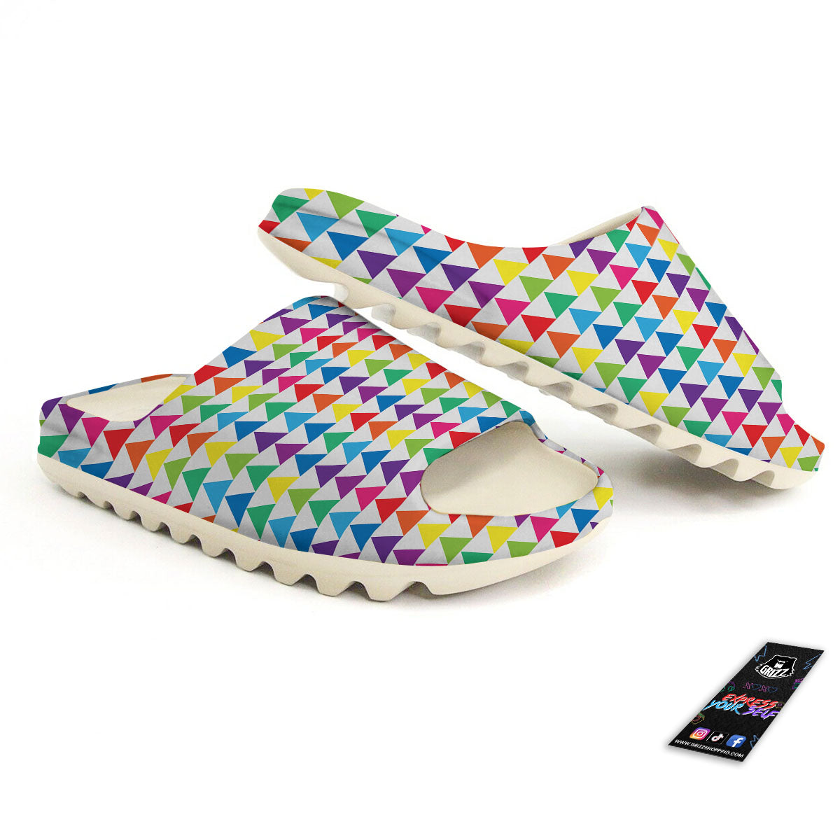 Triangles Rainbow Print Pattern Sandals-grizzshop
