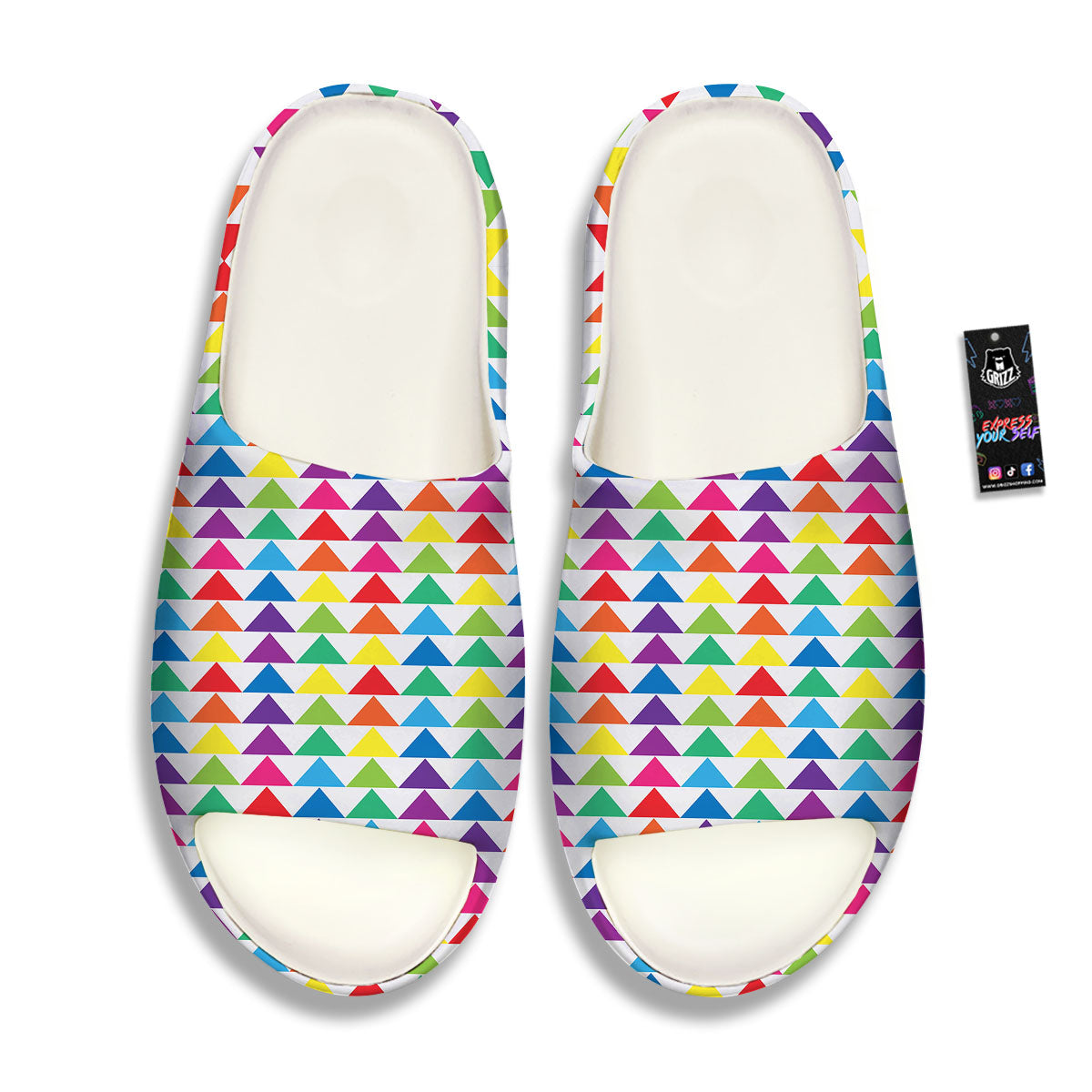 Triangles Rainbow Print Pattern Sandals-grizzshop